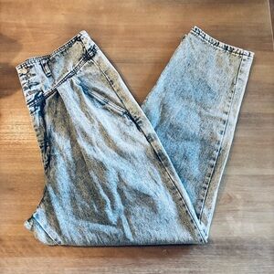 Vintage Jordache Studios Acid Wash Pleated Jeans High Waist Button Fly, Size 12